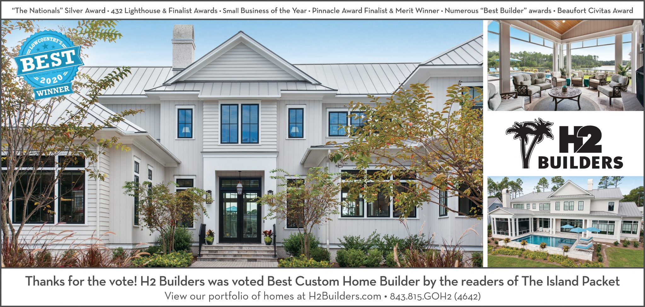 2020 Best Home Builder H2 Builders. Custom Home Builder, Hilton Head